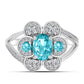 Inel din Argint 925 ( 3.79 grame ) cu Cuarț Paraiba și Topaz Alb 1.95 Carate