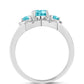 Inel din Argint 925 ( 3.79 grame ) cu Cuarț Paraiba și Topaz Alb 1.95 Carate