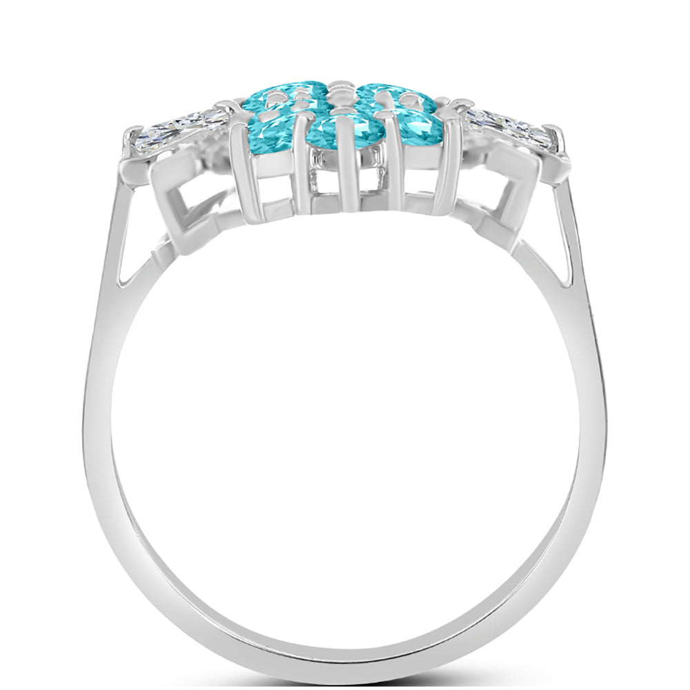 Inel din Argint 925 ( 4.06 grame ) cu Cuarț Paraiba și Topaz Alb 2.48 Carate 2 