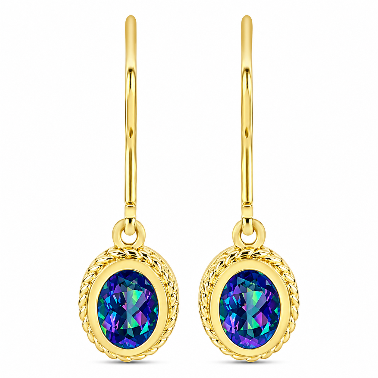 Cercei din Argint 925 Placat cu Aur ( 2.97 grame ) cu Topaz Mistic 1.4 Carate 1 