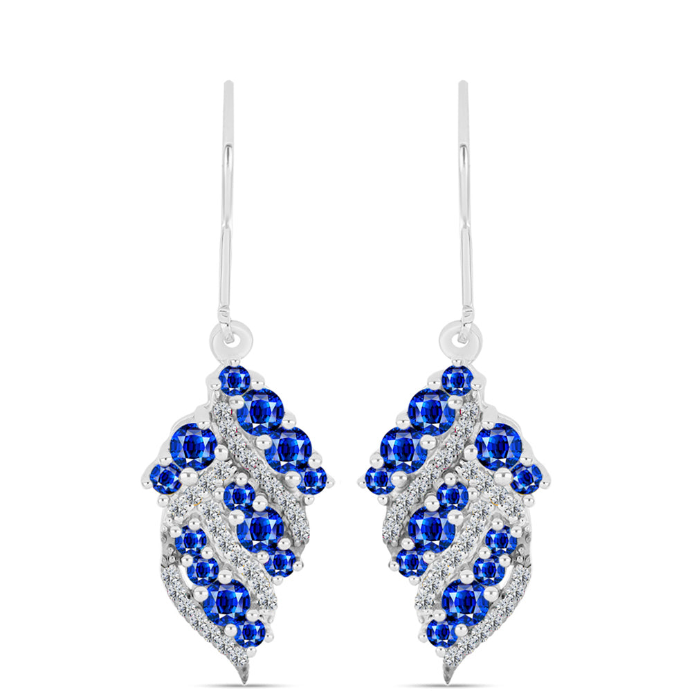 Cercei din Argint 925 ( 4.56 grame ) cu Safir Albastru Australian și Topaz Alb 2.66 Carate 1 