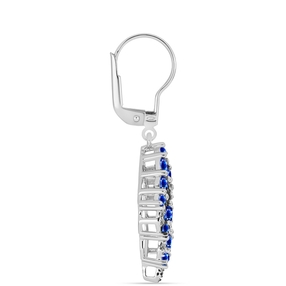 Cercei din Argint 925 ( 4.56 grame ) cu Safir Albastru Australian și Topaz Alb 2.66 Carate