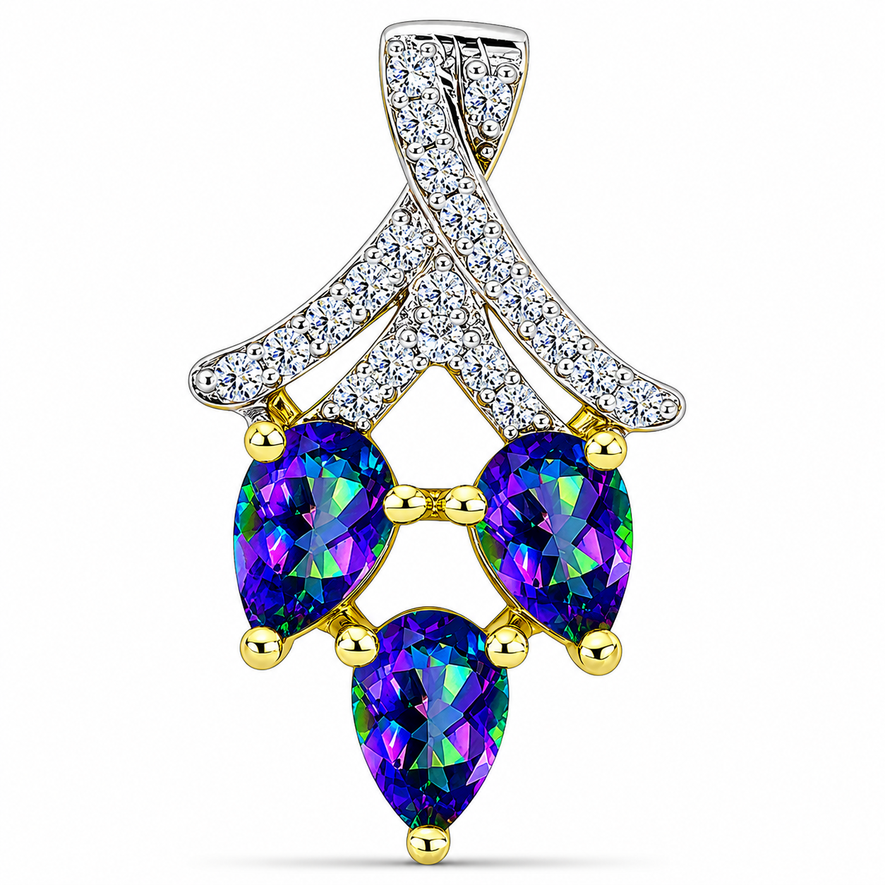 Pandantiv din Argint 925 Placat cu Aur ( 1.35 grame ) cu Topaz Mistic și Topaz Alb 1.17 Carate 1 