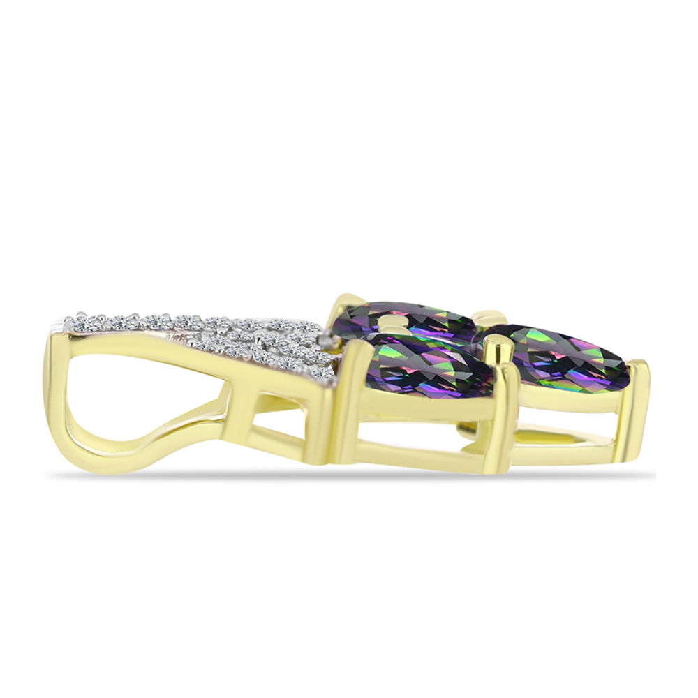 Pandantiv din Argint 925 Placat cu Aur ( 1.35 grame ) cu Topaz Mistic și Topaz Alb 1.17 Carate 2 