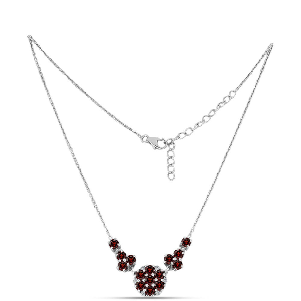 Colier din Argint 925 ( 4.81 grame ) cu Granat Barton și Topaz Alb 3.23 Carate 1 