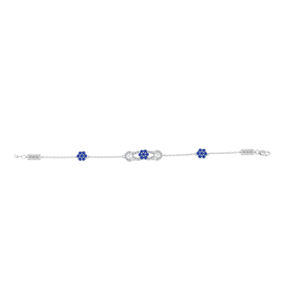 Brățară din Argint 925 ( 4.73 grame ) cu Safir Albastru Australian și Topaz Alb 1.77 Carate 2 