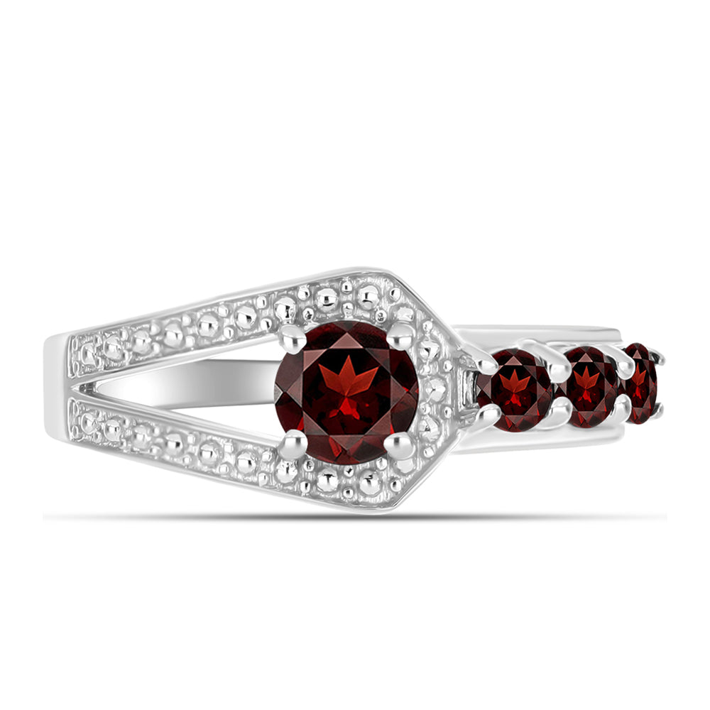 Inel din Argint 925 ( 2.74 grame ) cu Granat Barton și Topaz Alb 1 Carate