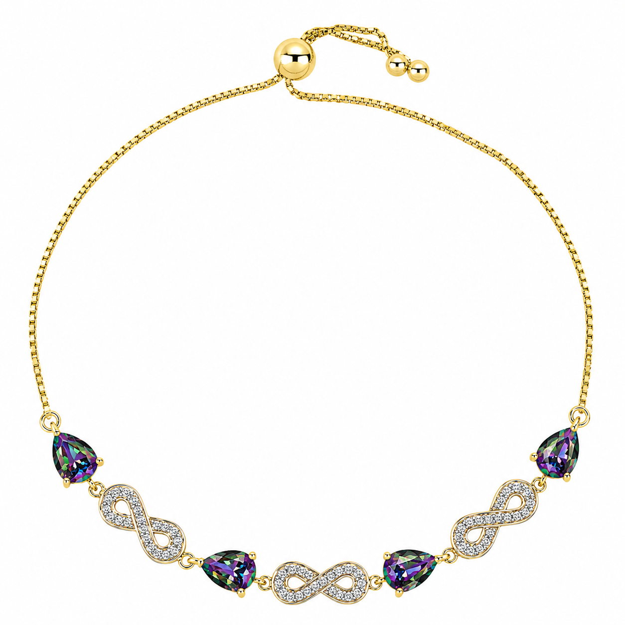 Brățară din Argint 925 Placat cu Aur ( 5.52 grame ) cu Topaz Mistic și Topaz Alb 2.98 Carate 1 