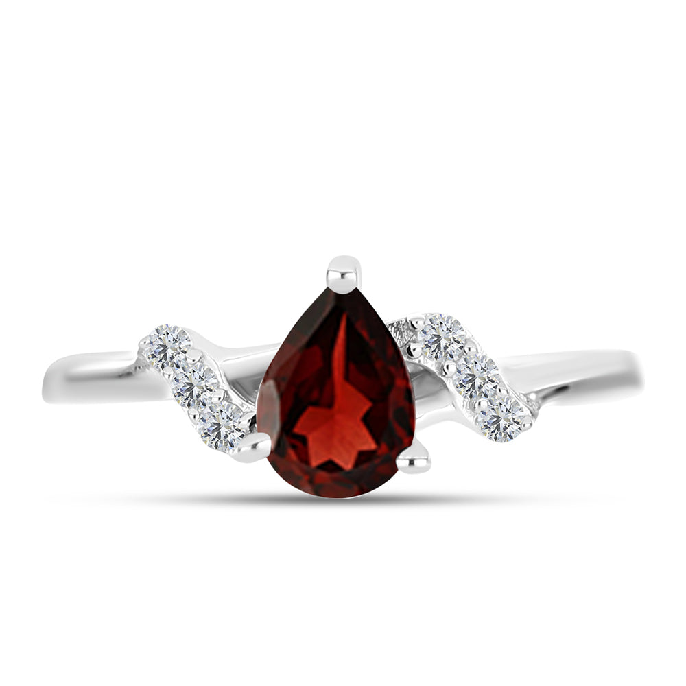 Inel din Argint 925 ( 1.81 grame ) cu Granat Barton și Topaz Alb 0.89 Carate 1 