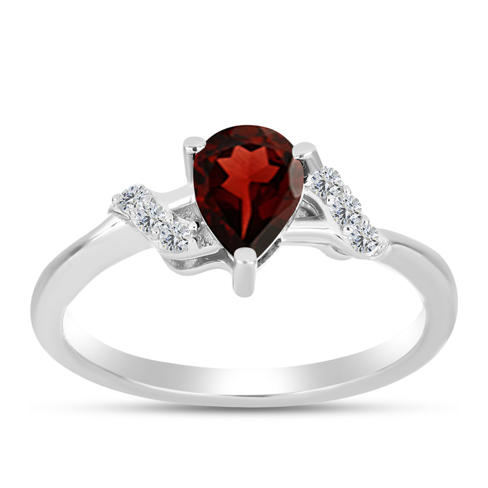 Inel din Argint 925 ( 1.81 grame ) cu Granat Barton și Topaz Alb 0.89 Carate