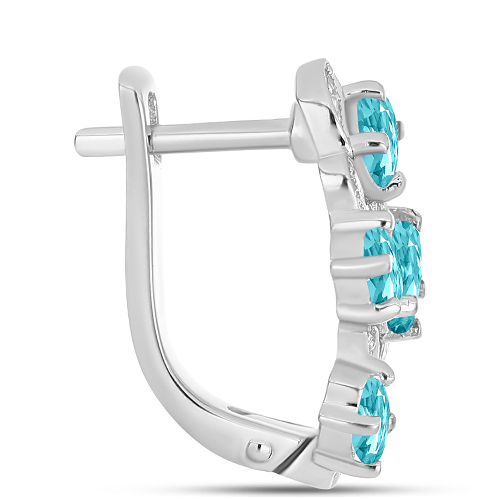Cercei din Argint 925 ( 4.48 grame ) cu Cuarț Paraiba și Topaz Alb 1.52 Carate 2 
