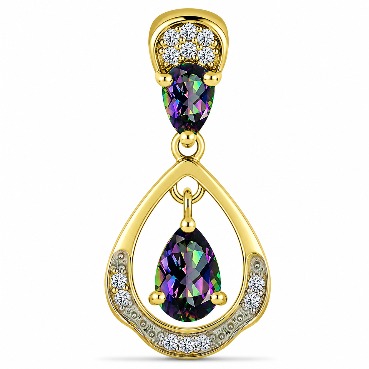 Pandantiv din Argint 925 Placat cu Aur ( 1.63 grame ) cu Topaz Mistic și Topaz Alb 1.03 Carate