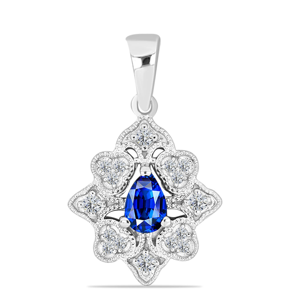 Pandantiv din Argint 925 ( 1.98 grame ) cu Safir Albastru Australian și Topaz Alb 0.83 Carate