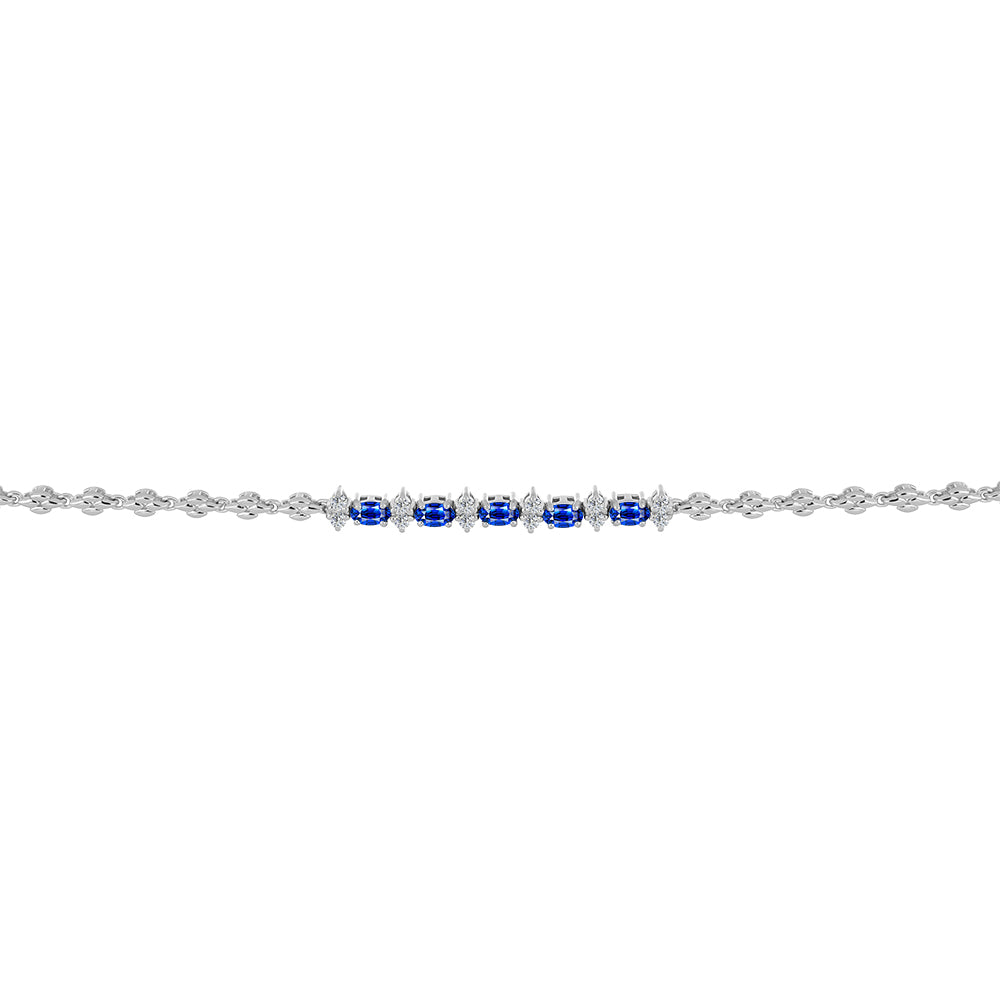 Brățară din Argint 925 ( 7.29 grame ) cu Safir Albastru Australian și Topaz Alb 2.11 Carate