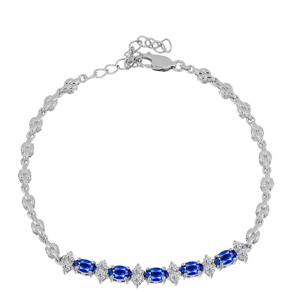 Brățară din Argint 925 ( 7.29 grame ) cu Safir Albastru Australian și Topaz Alb 2.11 Carate 1 
