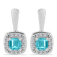 Cercei din Argint 925 ( 3.14 grame ) cu Cuarț Paraiba și Topaz Alb 0.91 Carate