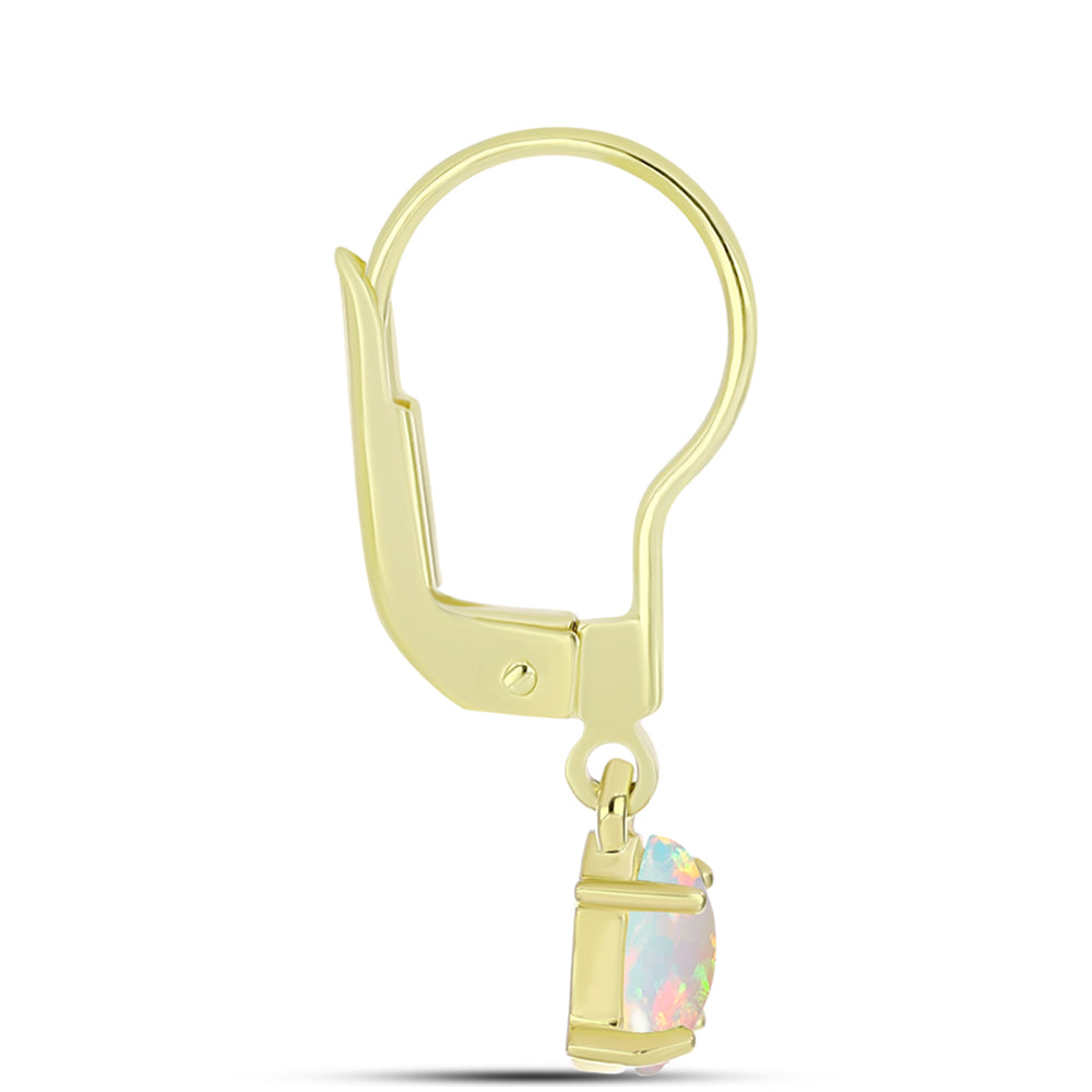Cercei din Argint 925 Placat cu Aur ( 1.28 grame ) cu Opal Welo 0.57 Carate 2 