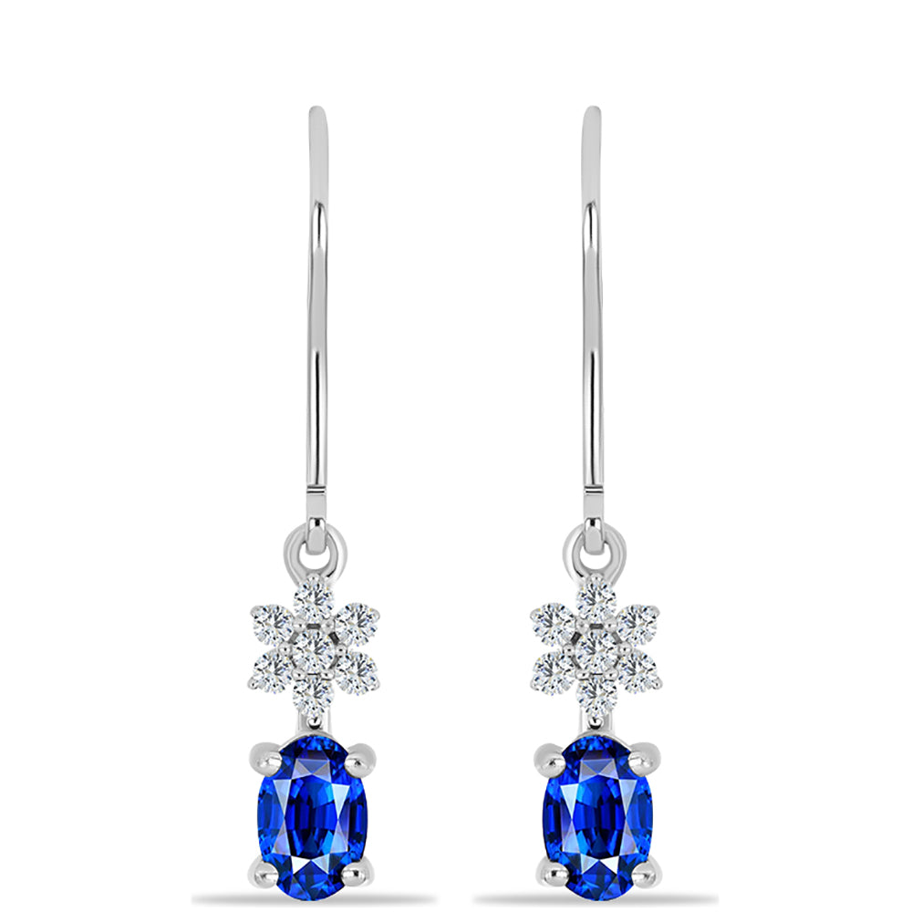 Cercei din Argint 925 ( 1.75 grame ) cu Safir Albastru Australian și Topaz Alb 1.5 Carate 1 