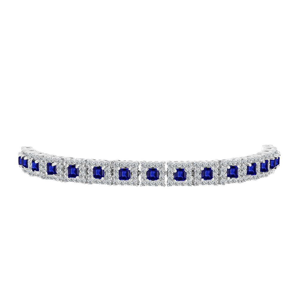 Brățară din Argint 925 ( 13.23 grame ) cu Safir Albastru Australian și Topaz Alb 7.18 Carate
