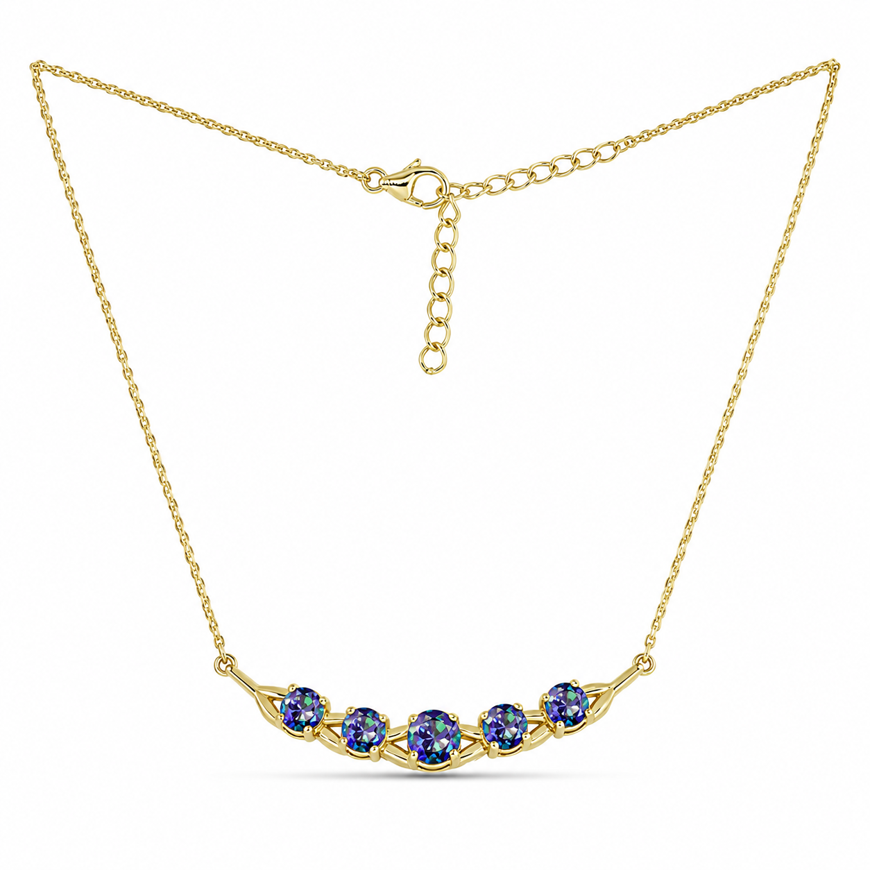 Colier din Argint 925 Placat cu Aur ( 4.95 grame ) cu Topaz Mistic și Topaz Alb 2.49 Carate