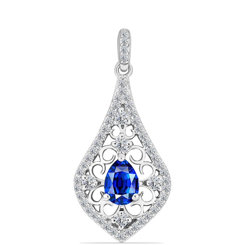Pandantiv din Argint 925 ( 1.94 grame ) cu Safir Albastru Australian și Topaz Alb 1.43 Carate 1 