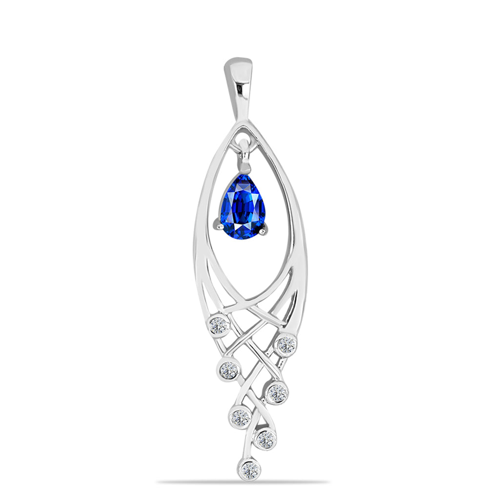 Pandantiv din Argint 925 ( 1.93 grame ) cu Safir Albastru Australian și Topaz Alb 0.71 Carate