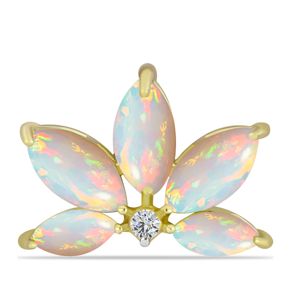 Pandantiv din Argint 925 Placat cu Aur ( 1.5 grame ) cu Opal Welo și Topaz Alb 1.4 Carate