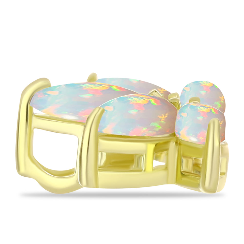 Pandantiv din Argint 925 Placat cu Aur ( 1.5 grame ) cu Opal Welo și Topaz Alb 1.4 Carate