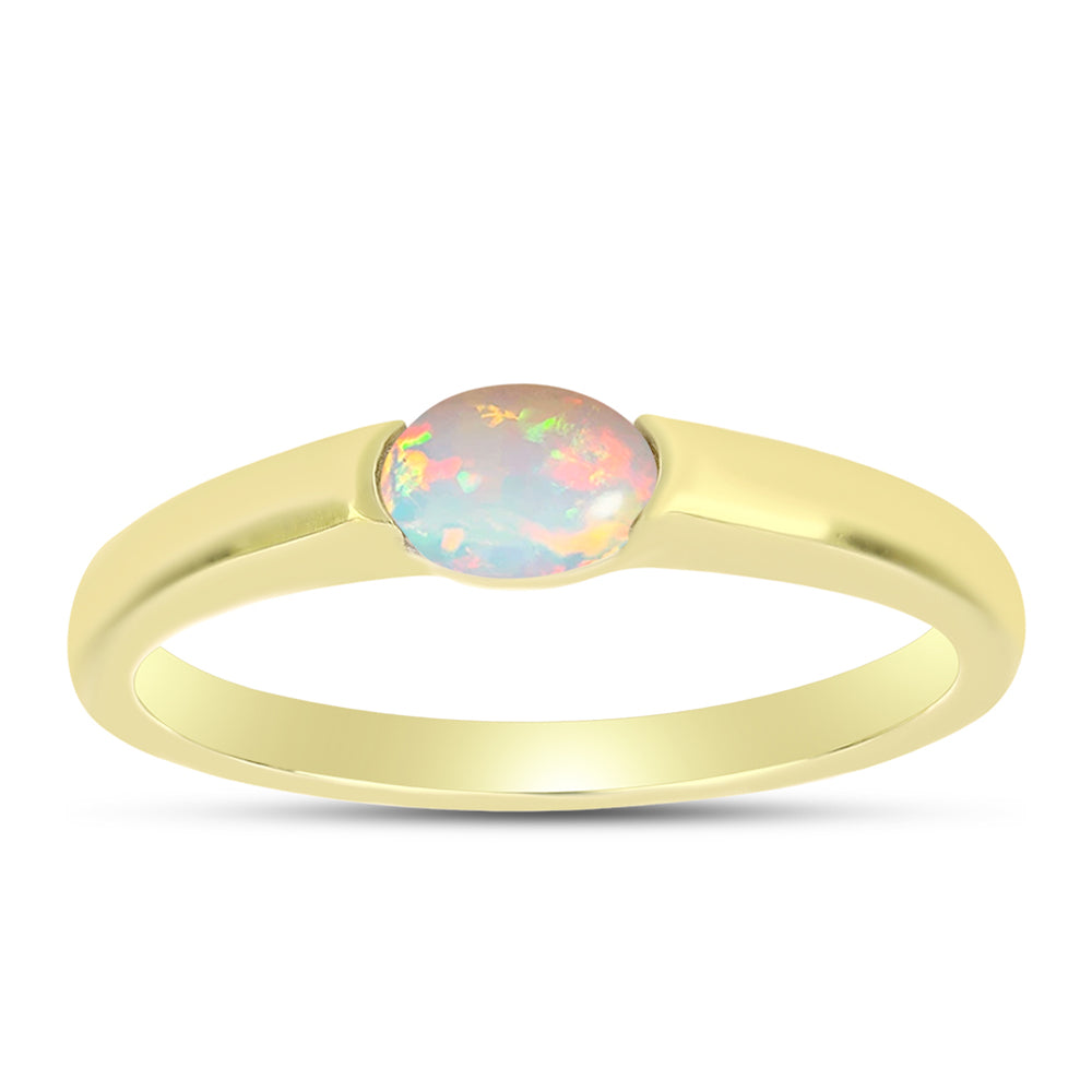 Inel din Argint 925 Placat cu Aur ( 2.27 grame ) cu Opal Welo 0.33 Carate
