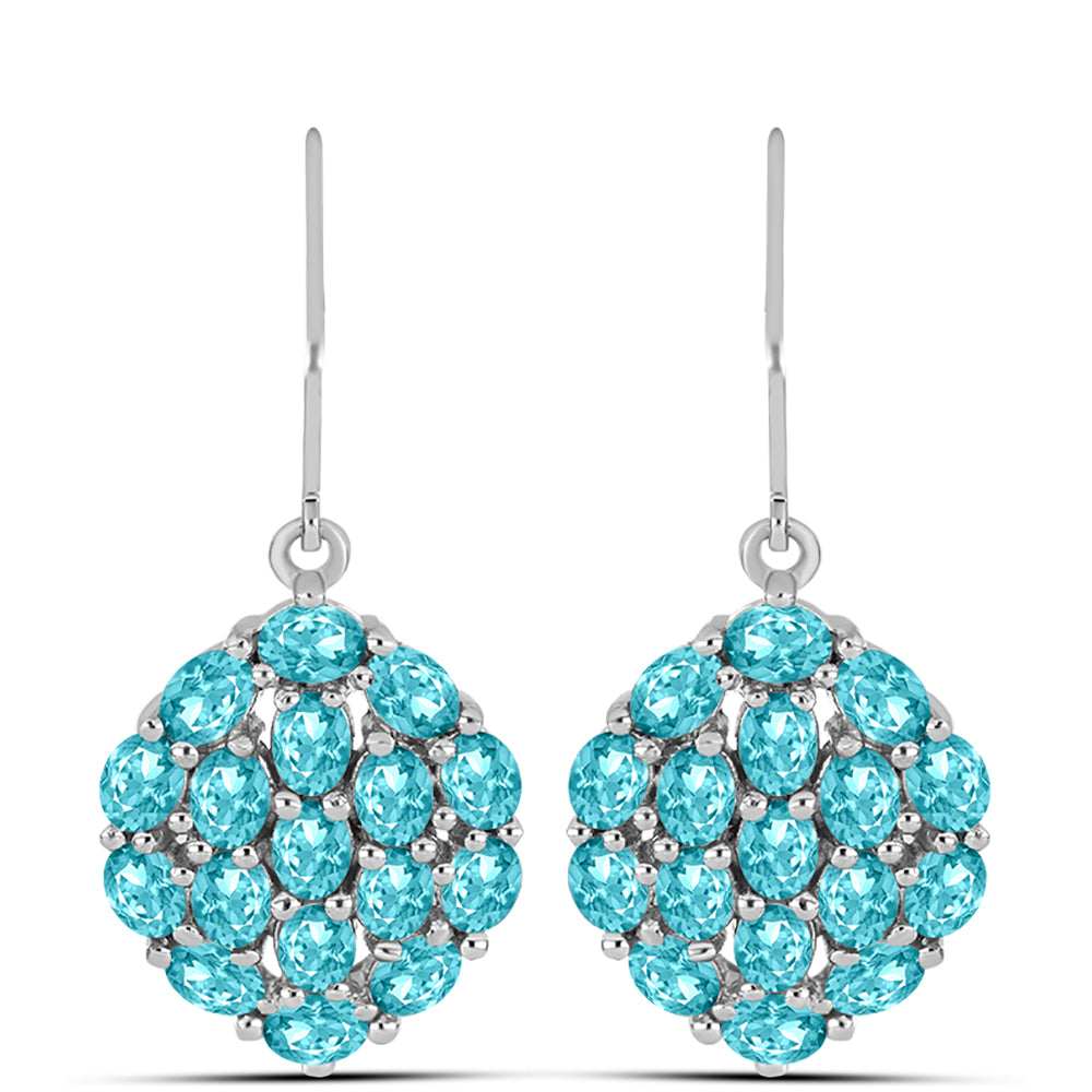 Cercei din Argint 925 ( 5.72 grame ) cu Cuarț Paraiba 6.41 Carate