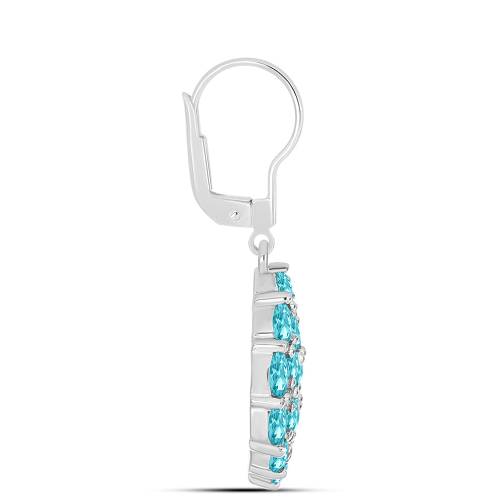 Cercei din Argint 925 ( 5.72 grame ) cu Cuarț Paraiba 6.41 Carate