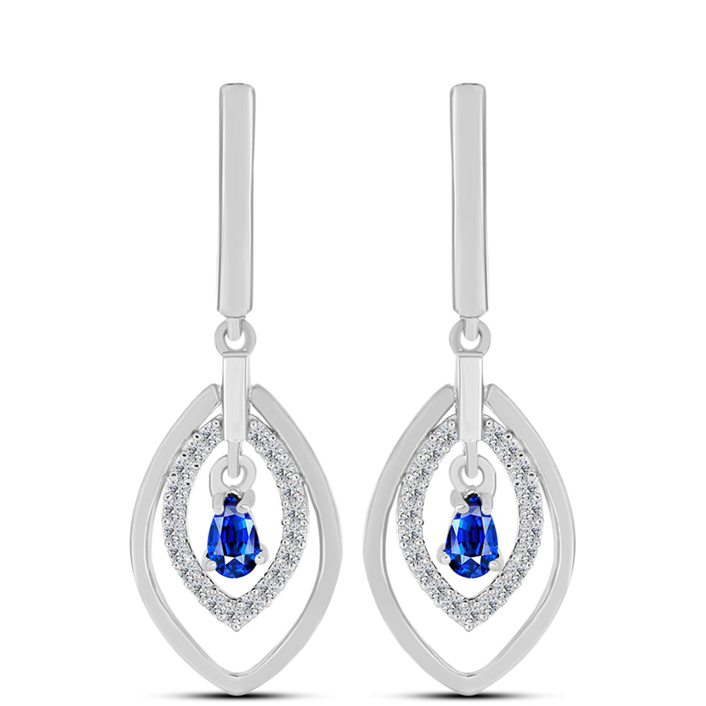 Cercei din Argint 925 ( 5.11 grame ) cu Safir Albastru Australian și Topaz Alb 1.06 Carate