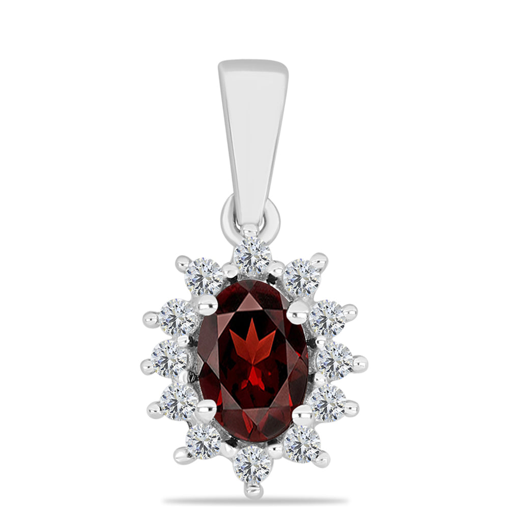 Pandantiv din Argint 925 ( 0.64 grame ) cu Granat Barton și Topaz Alb 0.71 Carate