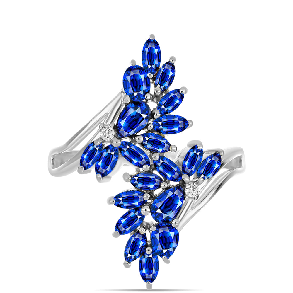 Inel din Argint 925 ( 3.65 grame ) cu Safir Albastru Australian și Topaz Alb 3.03 Carate