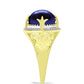 Inel din Argint 925 Placat cu Aur ( 2.75 grame ) cu Perlă de Cultură Neagră și Topaz Alb 5.88 Carate