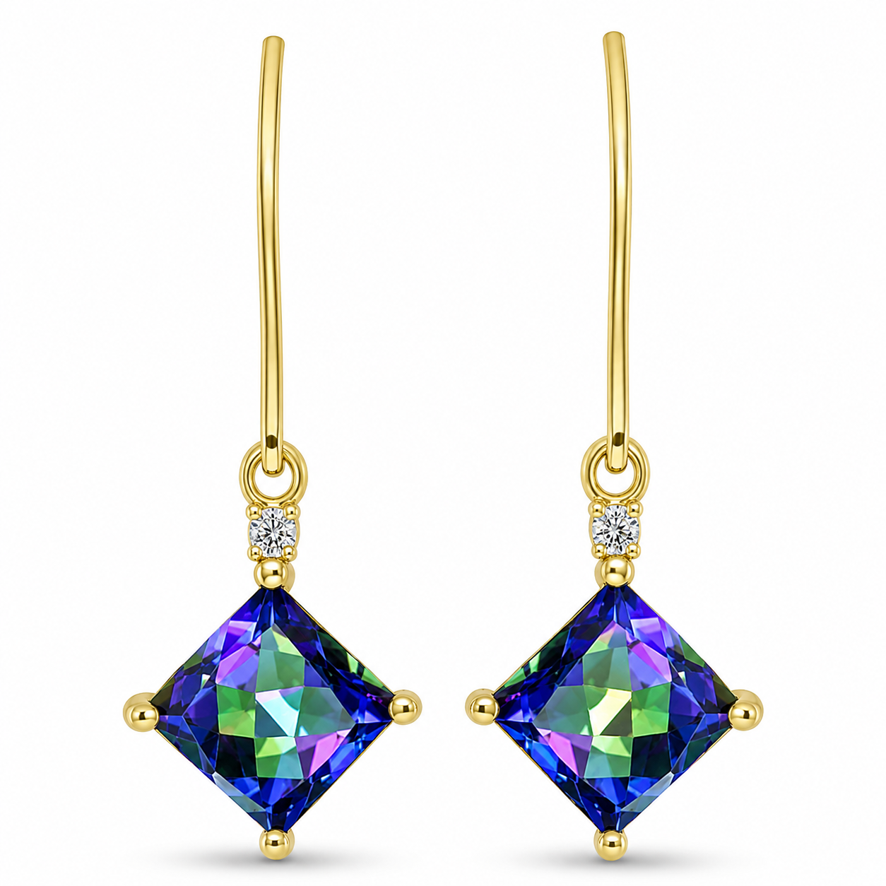 Cercei din Argint 925 Placat cu Aur ( 1.99 grame ) cu Topaz Mistic și Topaz Alb 2.64 Carate 1 
