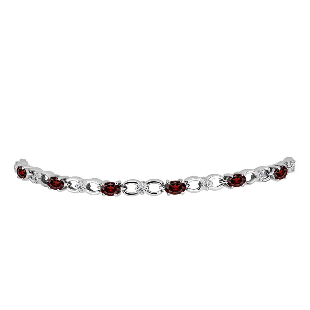 Brățară din Argint 925 ( 5.32 grame ) cu Granat Barton și Topaz Alb 2.15 Carate