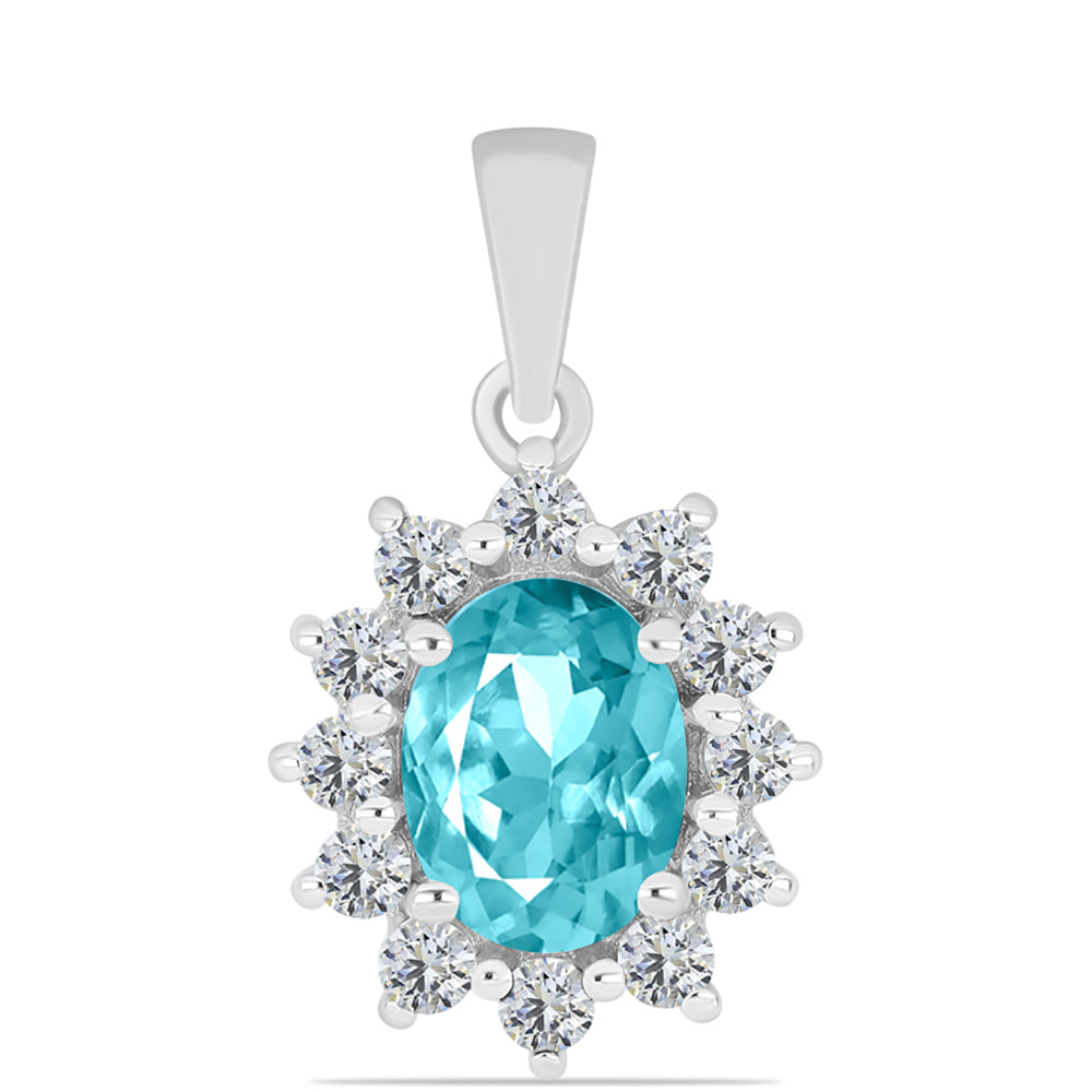 Pandantiv din Argint 925 ( 1.59 grame ) cu Cuarț Paraiba și Topaz Alb 1.58 Carate