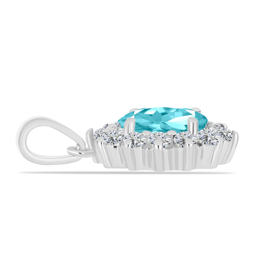 Pandantiv din Argint 925 ( 1.59 grame ) cu Cuarț Paraiba și Topaz Alb 1.58 Carate 2 