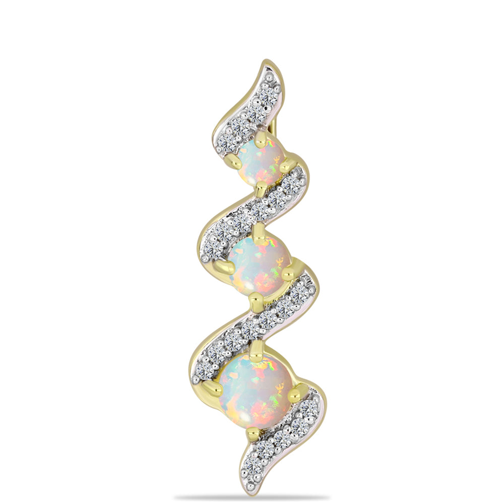 Pandantiv din Argint 925 Placat cu Aur ( 1.81 grame ) cu Opal Welo și Topaz Alb 0.8 Carate 1 
