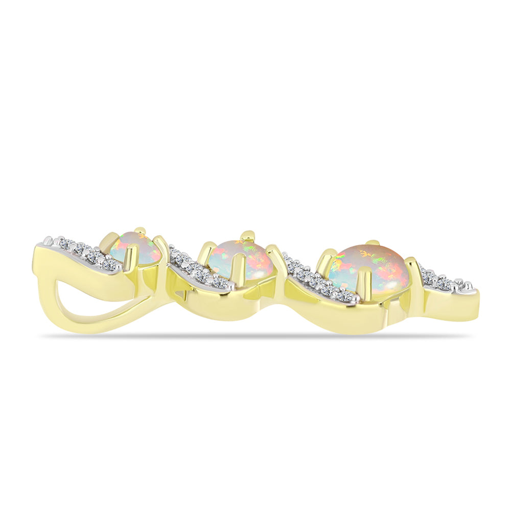 Pandantiv din Argint 925 Placat cu Aur ( 1.81 grame ) cu Opal Welo și Topaz Alb 0.8 Carate 2 
