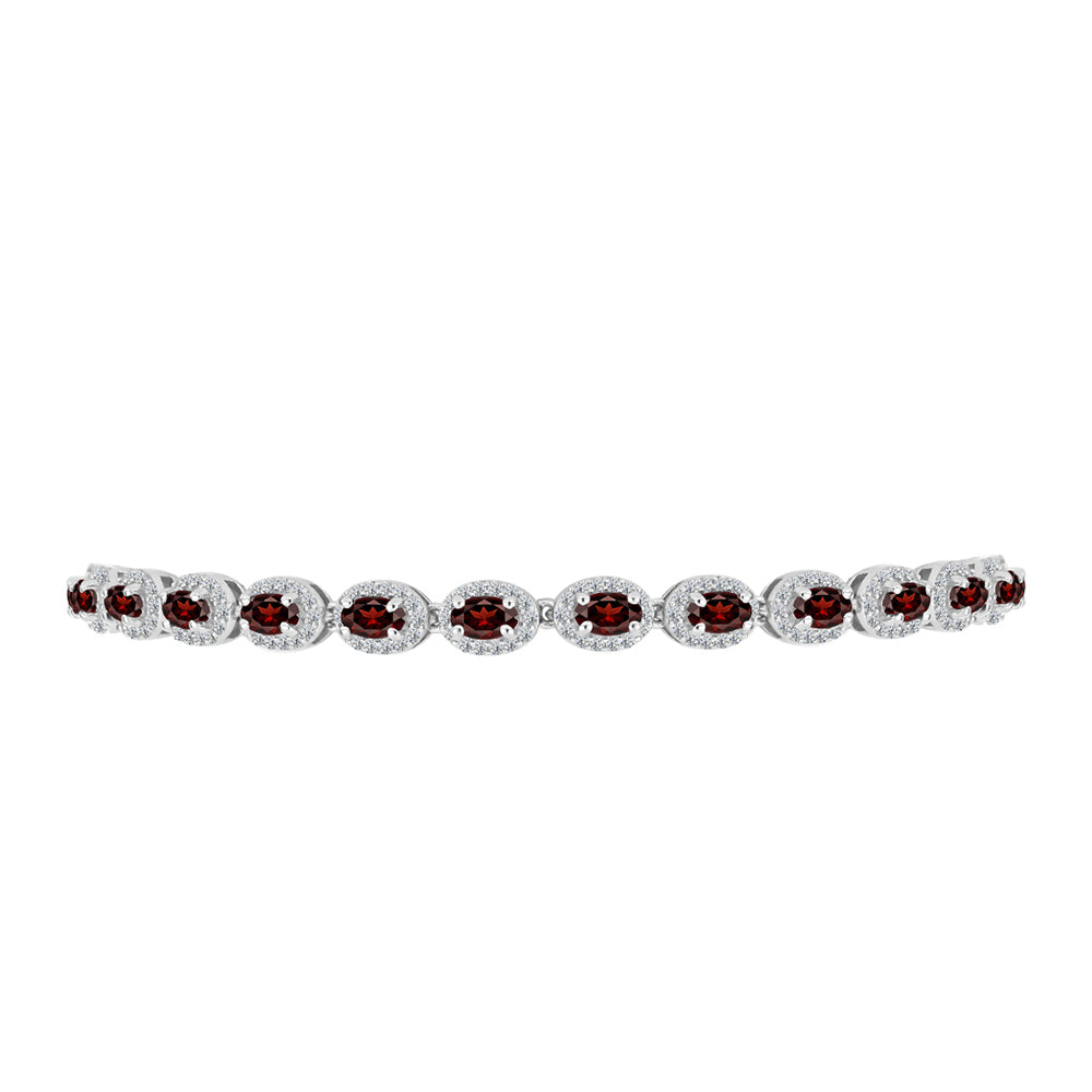 Brățară din Argint 925 ( 8.06 grame ) cu Granat Barton și Topaz Alb 5.57 Carate
