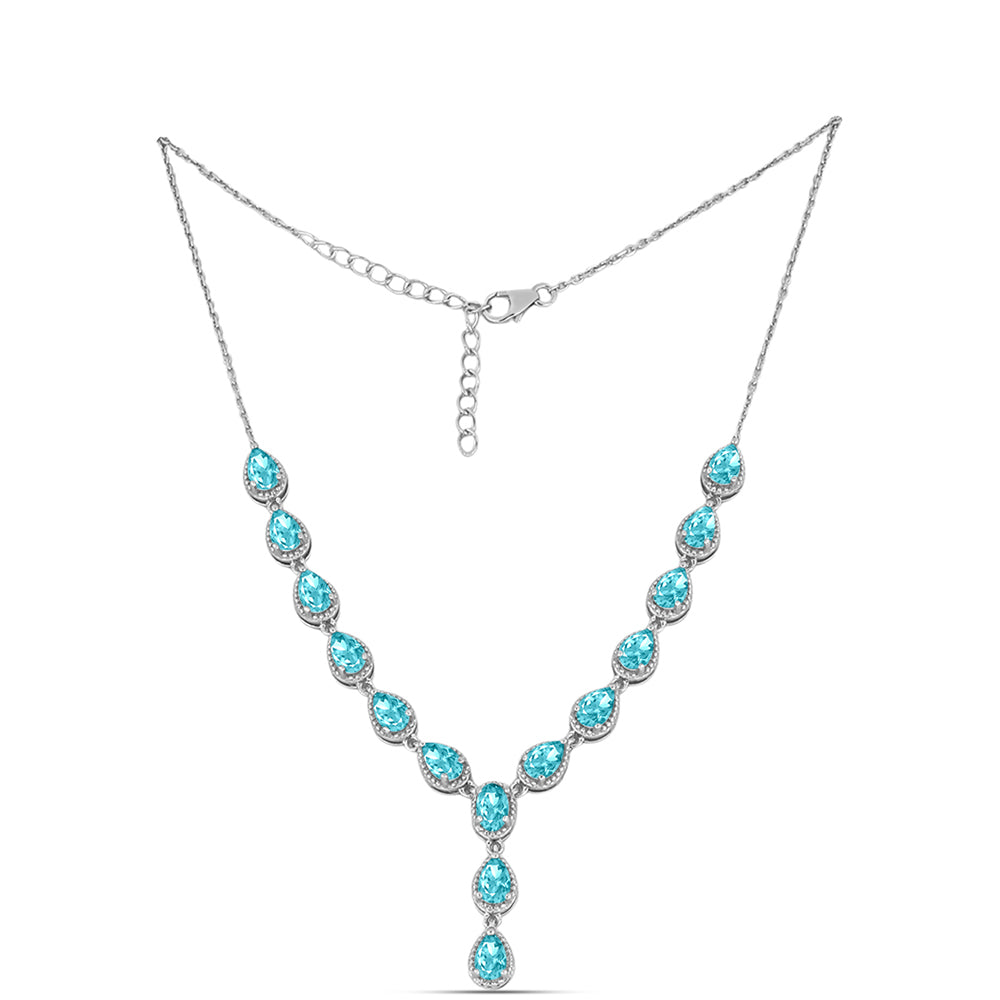 Colier din Argint 925 ( 9.61 grame ) cu Cuarț Paraiba 4.99 Carate
