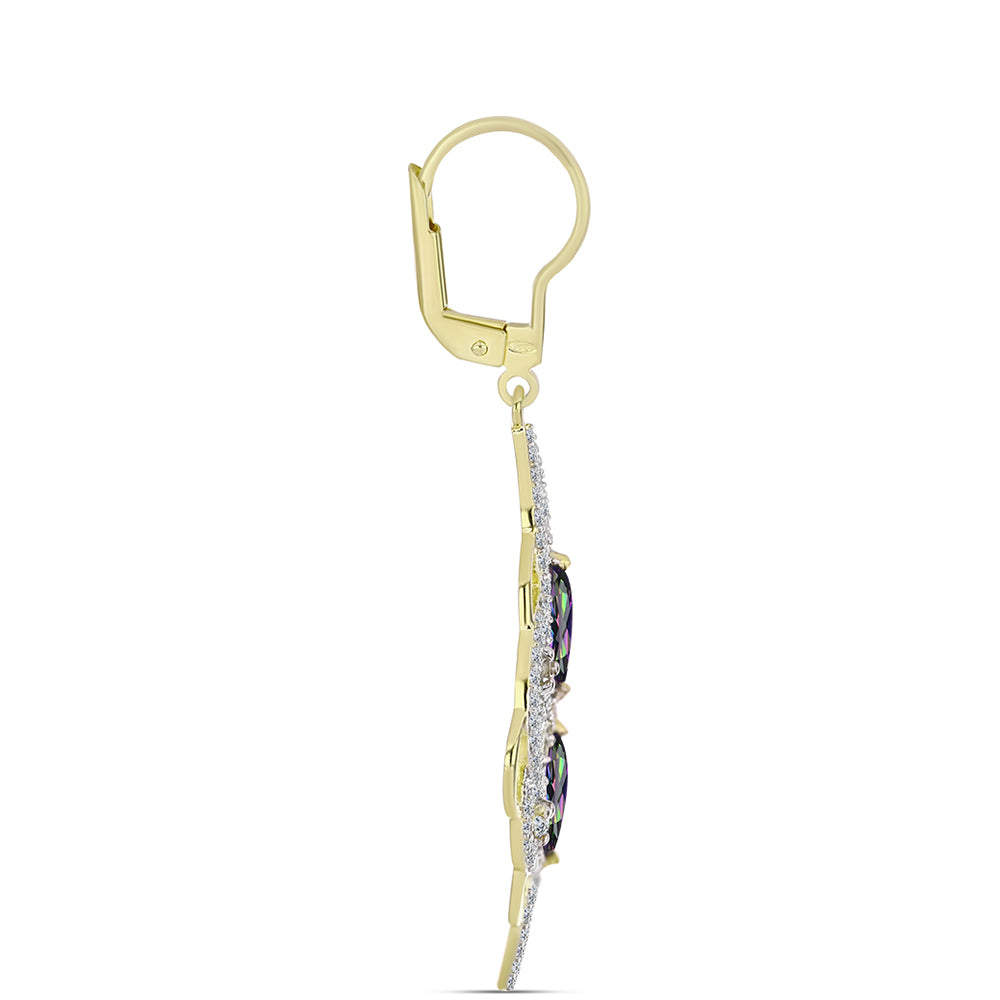Cercei din Argint 925 Placat cu Aur ( 5.73 grame ) cu Topaz Mistic și Topaz Alb 3.7 Carate