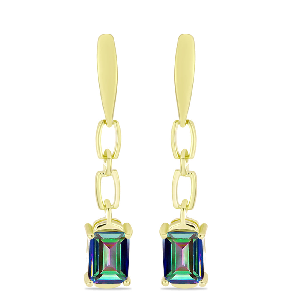 Cercei din Argint 925 Placat cu Aur ( 3.58 grame ) cu Topaz Mistic 2.66 Carate 1 