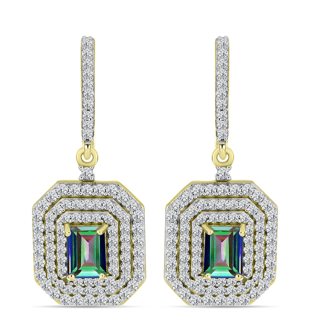 Cercei din Argint 925 Placat cu Aur ( 6.87 grame ) cu Topaz Mistic și Topaz Alb 3.9 Carate 1 