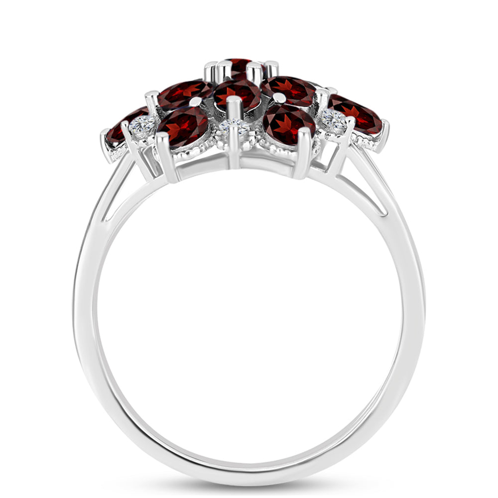 Inel din Argint 925 ( 3.44 grame ) cu Granat Barton și Topaz Alb 2.99 Carate