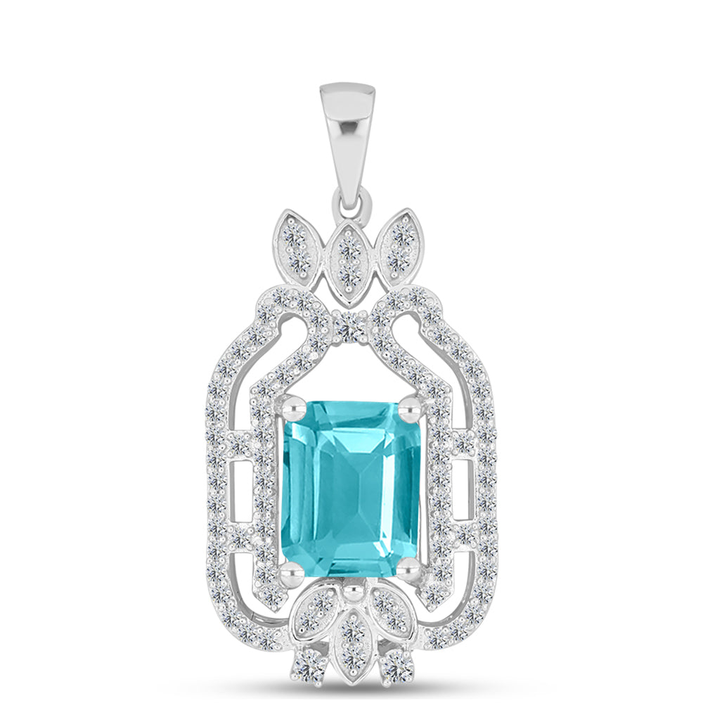 Pandantiv din Argint 925 ( 2.02 grame ) cu Cuarț Paraiba și Topaz Alb 2.64 Carate 1 