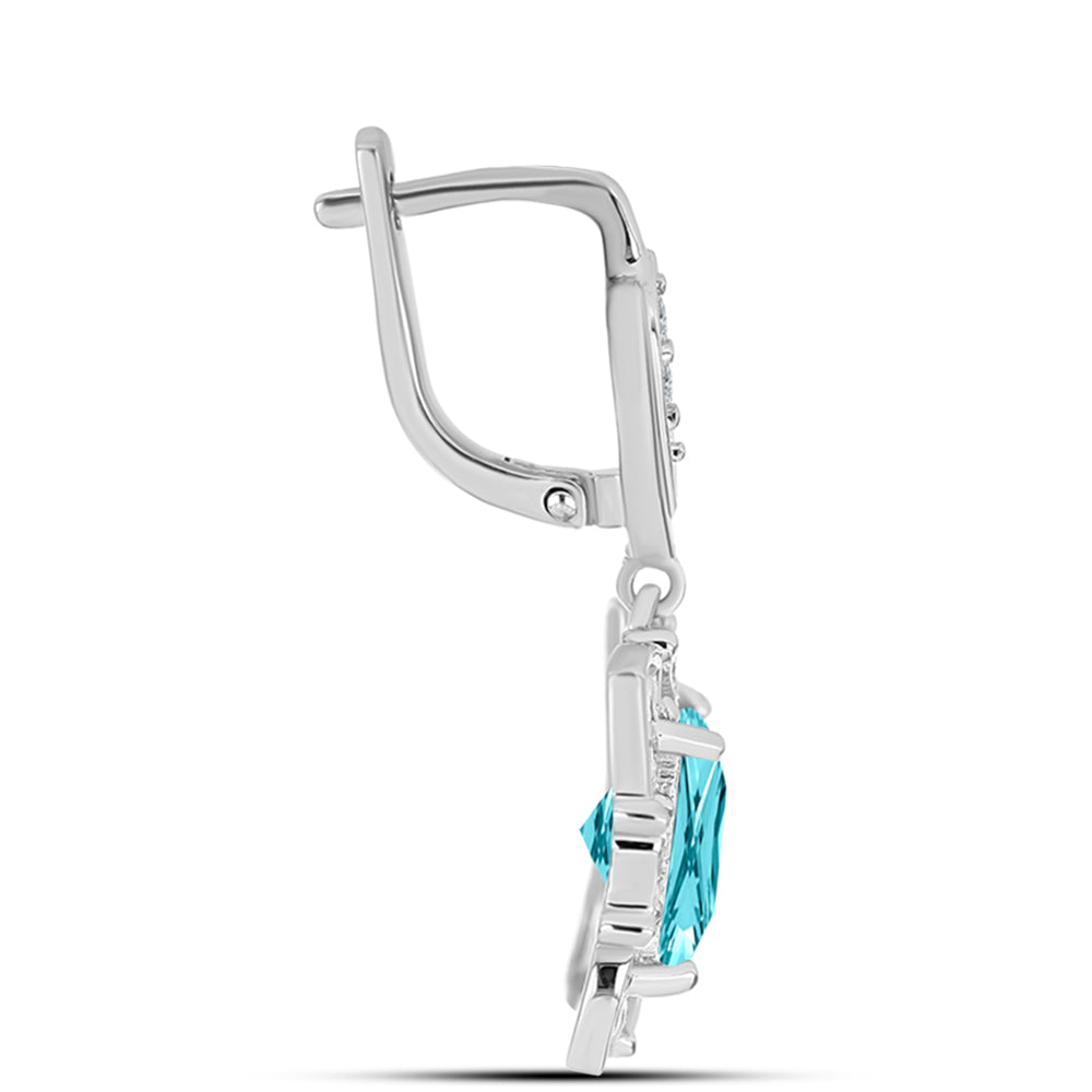 Cercei din Argint 925 ( 6.06 grame ) cu Cuarț Paraiba și Topaz Alb 4.57 Carate 2 