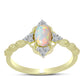 Inel din Argint 925 Placat cu Aur ( 2.36 grame ) cu Opal Welo și Topaz Alb 0.71 Carate